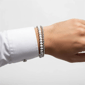Mens Iron Saints Silver Tone Layered Box Chain & Beaded Bracelet - image 2