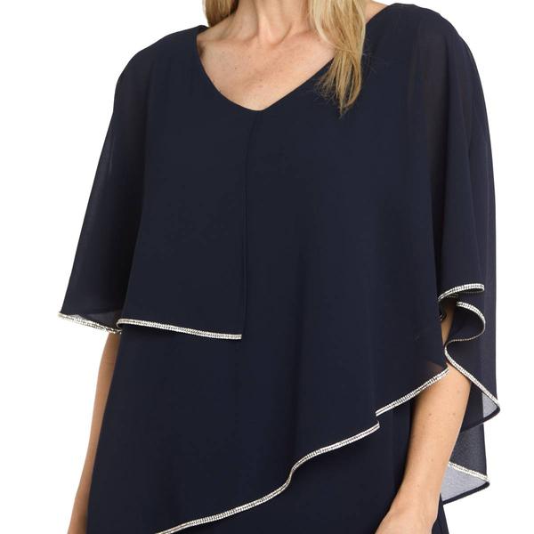 Womens R&M Richards Tier Capelet Rhinestone Trim Sheath Dress