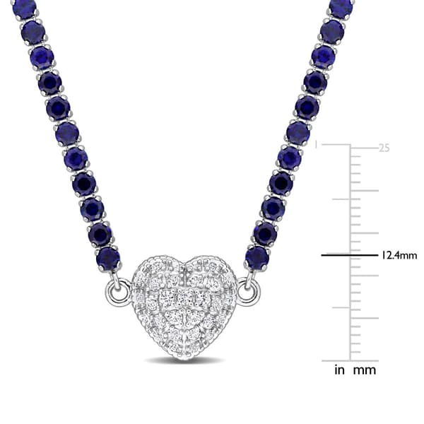 Sophia B Created Blue & White Sapphire Collar Necklace
