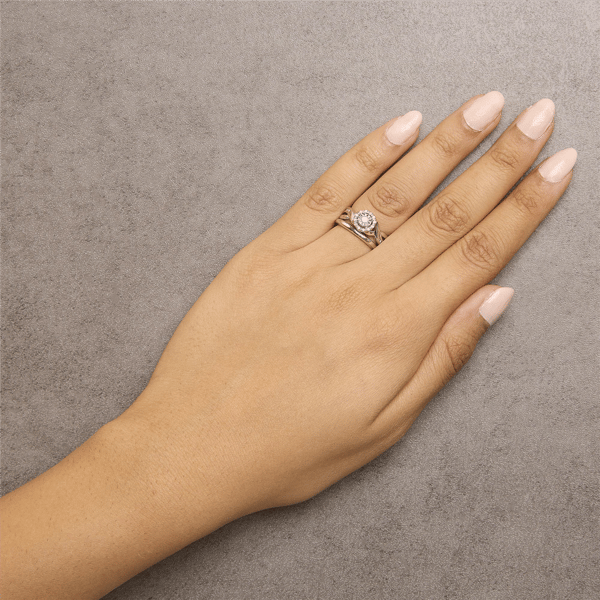 Haus of Brilliance 1/7ctw. Diamond Halo Bypass Wedding Band Set