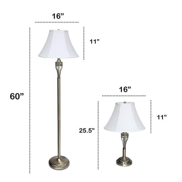Lalia Home Perennial Roma Classic 3pc. Metal Lamp Set