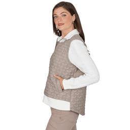 Petite Ruby Rd. Mythical Cable Knit Sleeve Quilted Jacket