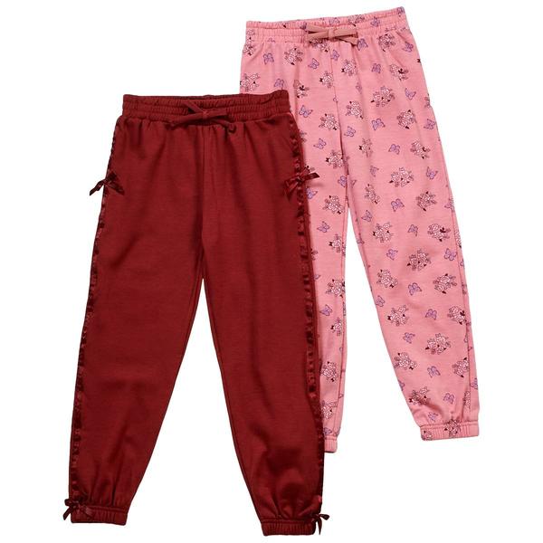 Girls (7-12) BTween(R) 2pk. Solid Bow & Floral Joggers - image 