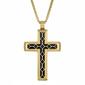 Mens Lynx Gold-Tone Ion-Plating & Black Resin Chain Cross Pendant - image 1