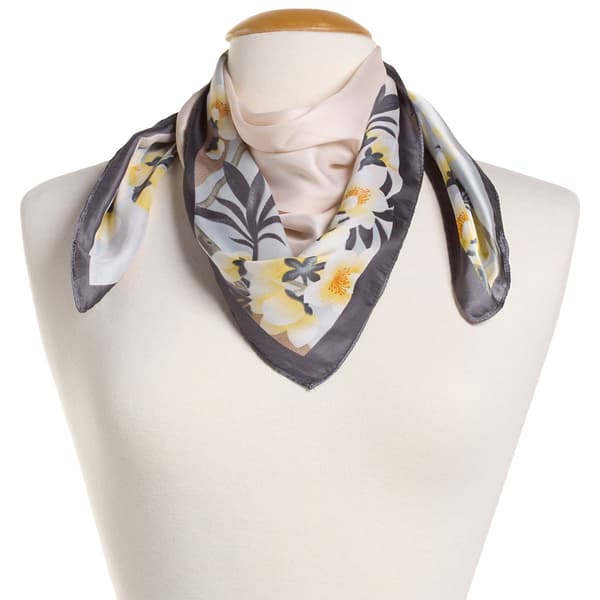 Womens Renshun 70cm Beautiful Floral Silk Square Scarf - image 