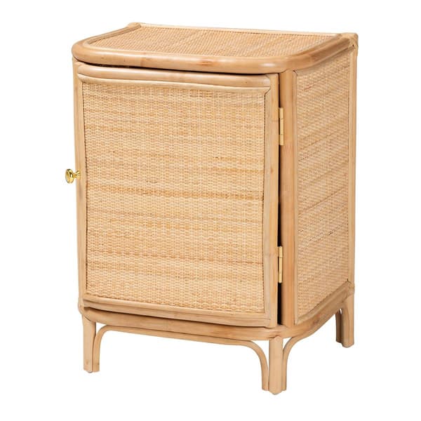 bali & pari Kiara Bohemian Natural Rattan Nightstand - image 