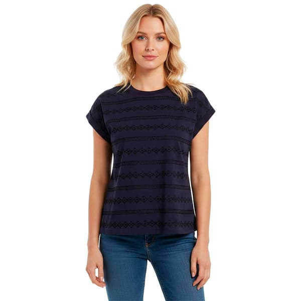 Womens Erika Cap Sleeve Embroidered Ikat Tee - image 