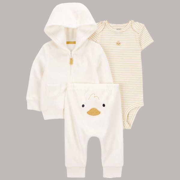 Baby Unisex (3-12M) Carters(R) 3pc. Duck & Stripe Cardigan Set - image 