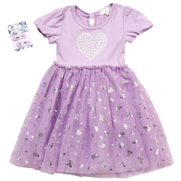 Girls (4-6x) BTween(R) Short Sleeve Floral Heart Tutu Dress - image 