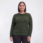 Plus Size Napa Valley Long Sleeve Solid Button Shoulder Sweater - image 3