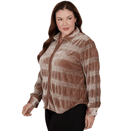 Plus Size Skye’s the Limit Champagne Holiday Velvet Blouse