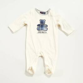 Baby Unisex (3-9M) Perry Ellis Bear White Velour Sleeper