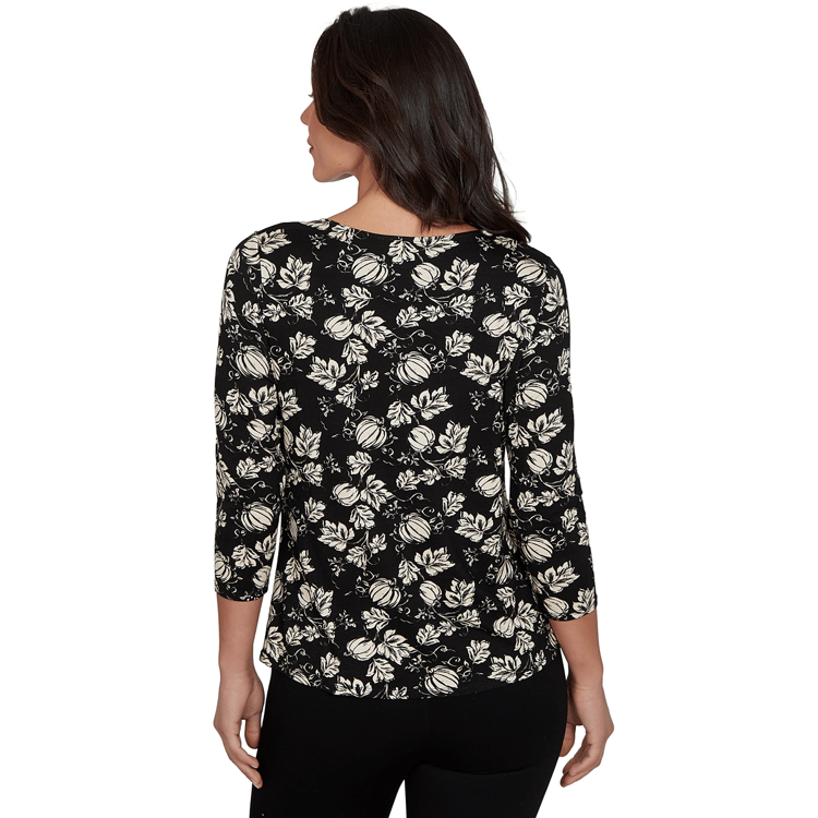 Womens Emaline Key Items 3/4 Sleeve V Neck Pumpkin Tee