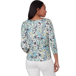 Plus Size Emaline St. Barths Floral 3/4 Sleeve Blouse