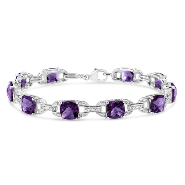 Haus of Brilliance Purple Amethyst & 1/20ctw. Diamond Bracelet