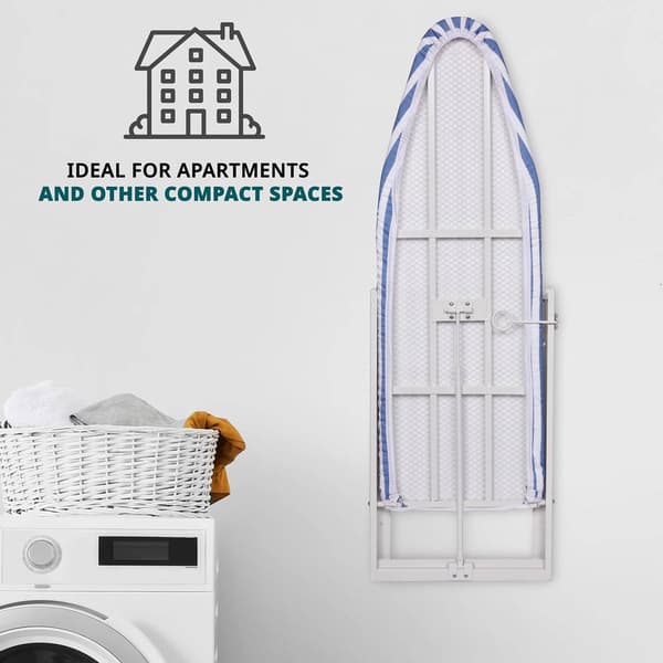 Ivation Stripe Wall Mounted Foldable Iron Board & Removable Cover