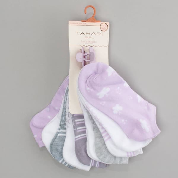 Girls Tahari 10pk. Butterfly/Solid/Stripe Low Cut Socks - image 