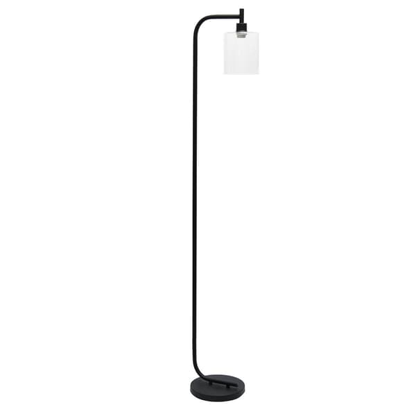 Simple Designs Modern Iron Lantern Floor Lamp w/Glass Shade