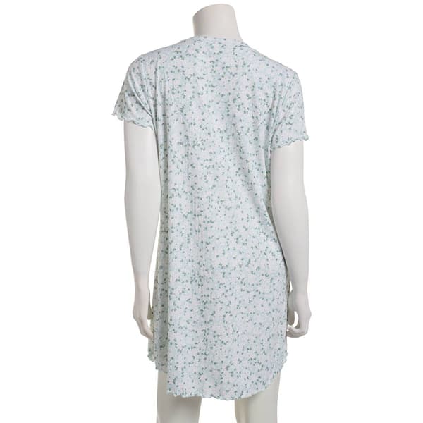 Womens Laura Ashley Short Sleeve Floral V-Neck Nightshirt