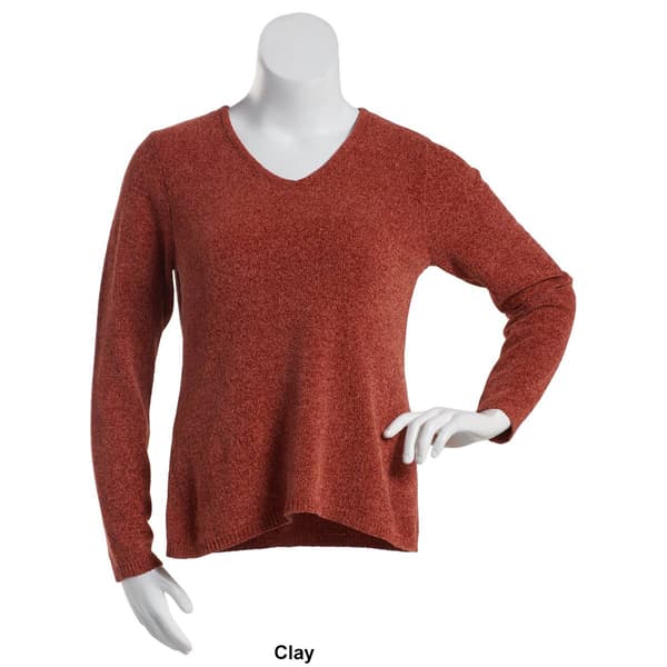 Petite Napa Valley Long Sleeve V-Neck Chenille Sweater