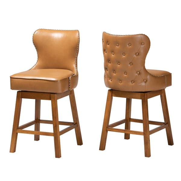 Baxton Studio Gradisca Faux Leather 2pc. Swivel Counter Stool Set