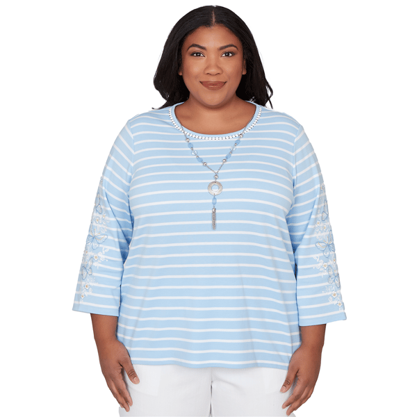 Plus Size Alfred Dunner Classics 3/4 Sleeve Butterflies Blouse