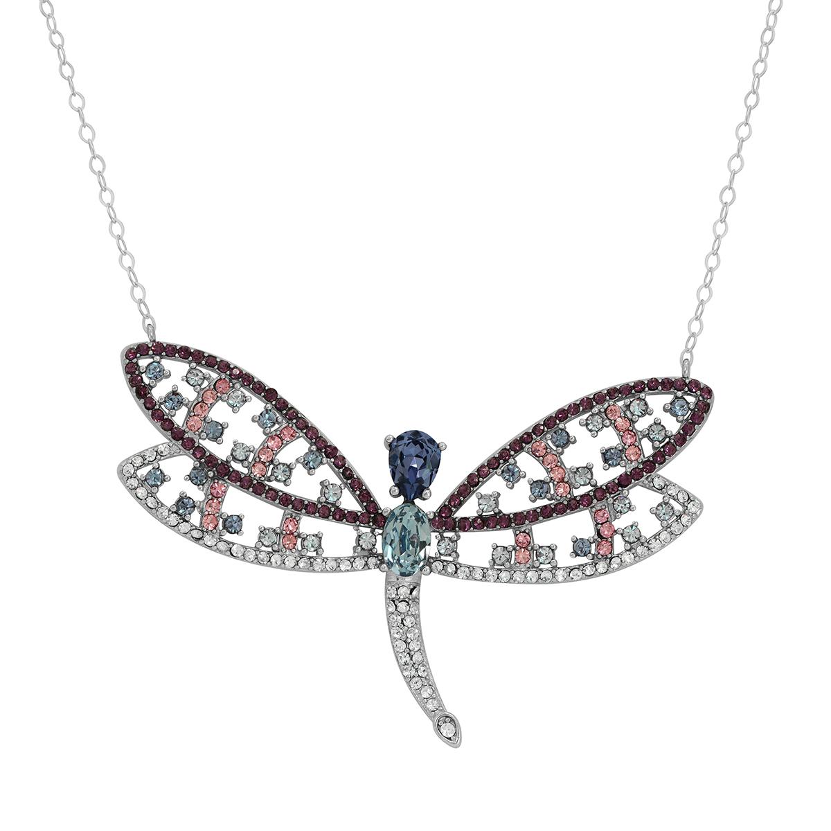 Candela Multicolor Swarovski® Crystal Dragonfly Necklace