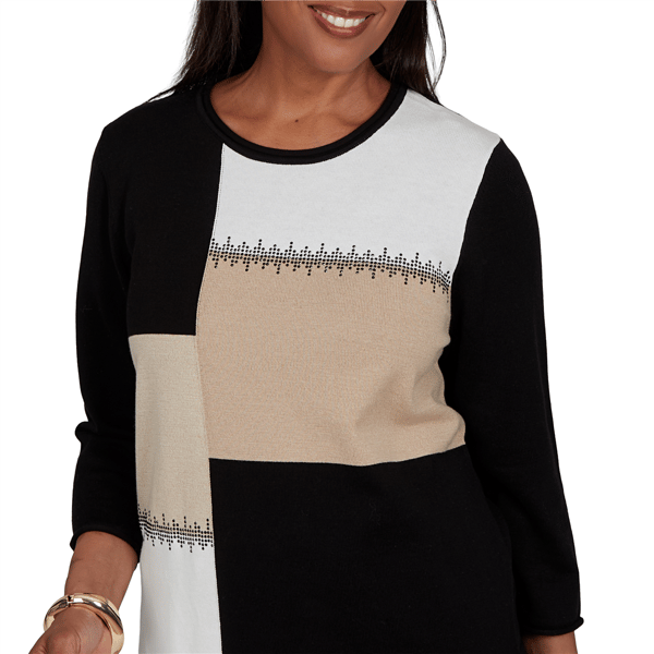 Petite Alfred Dunner Travel Advisory Color Block Sweater