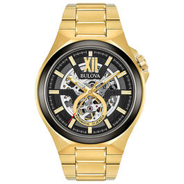 Mens Bulova Automatic Gold-Tone Bracelet Watch - 98A178