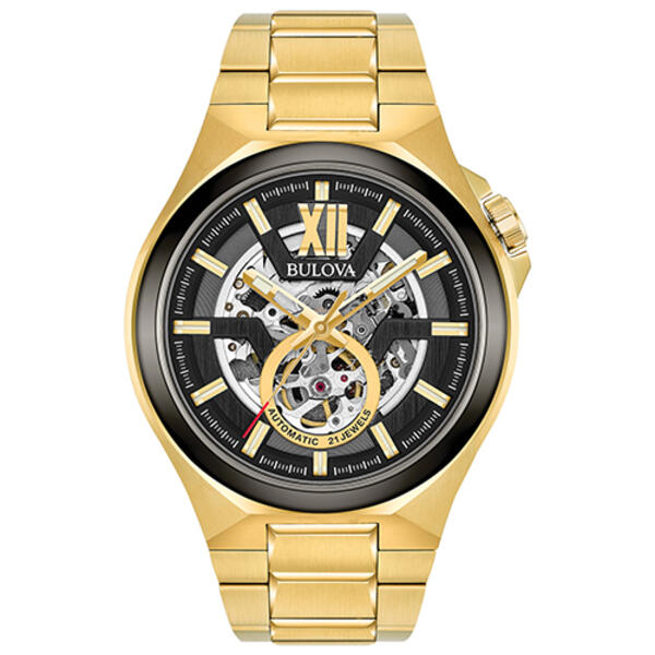 Mens Bulova Automatic Gold-Tone Bracelet Watch - 98A178 - image 