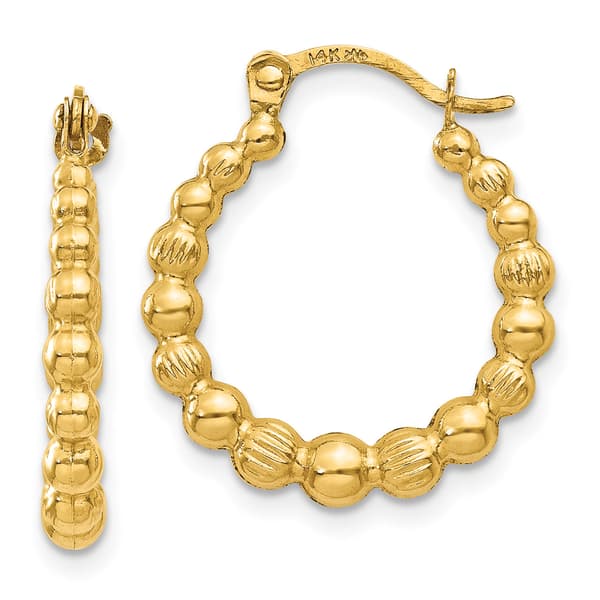 Gold Classics(tm) 14kt. Gold Beaded Hoop Earrings - image 