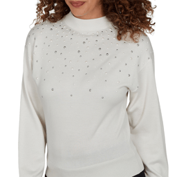 Petite Emaline Lavender Revelry Pearl Embellished Sweater
