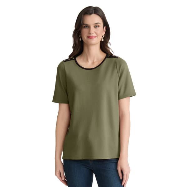 Womens Jones New York Short Sleeve Contrast Trim Button Shoulder - image 