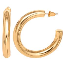 Jessica Simpson 40mm Imitation Yellow Gold Plated Hoop Earrings