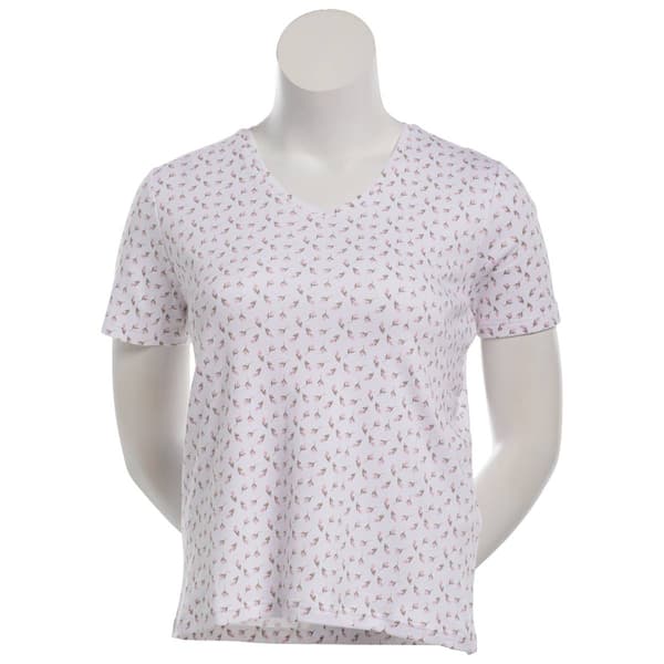 Womens Hasting & Smith Short Sleeve V Neck Berries & Stem Tee - image 