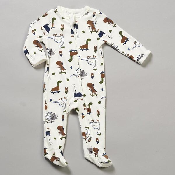 Baby Boy &#40;NB-9M&#41; Mini Hop Dinos on Wheels Footie Pajamas - image 