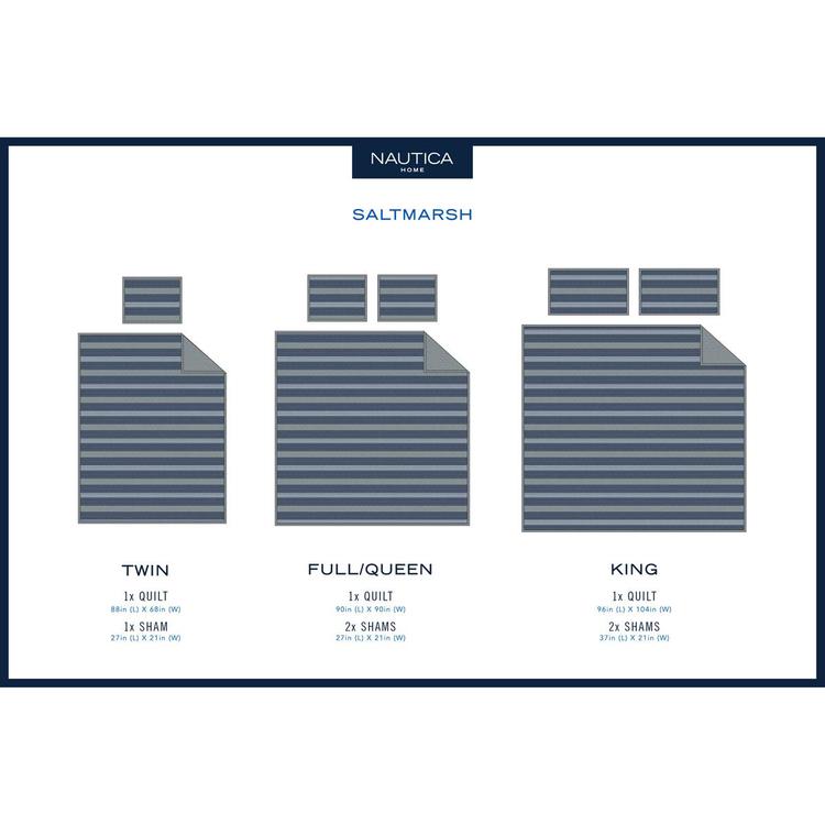 Nautica Saltmarsh 136 Thread Count Reversible Quilt Set