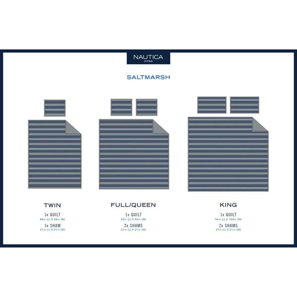 Nautica Saltmarsh 136 Thread Count Reversible Quilt Set