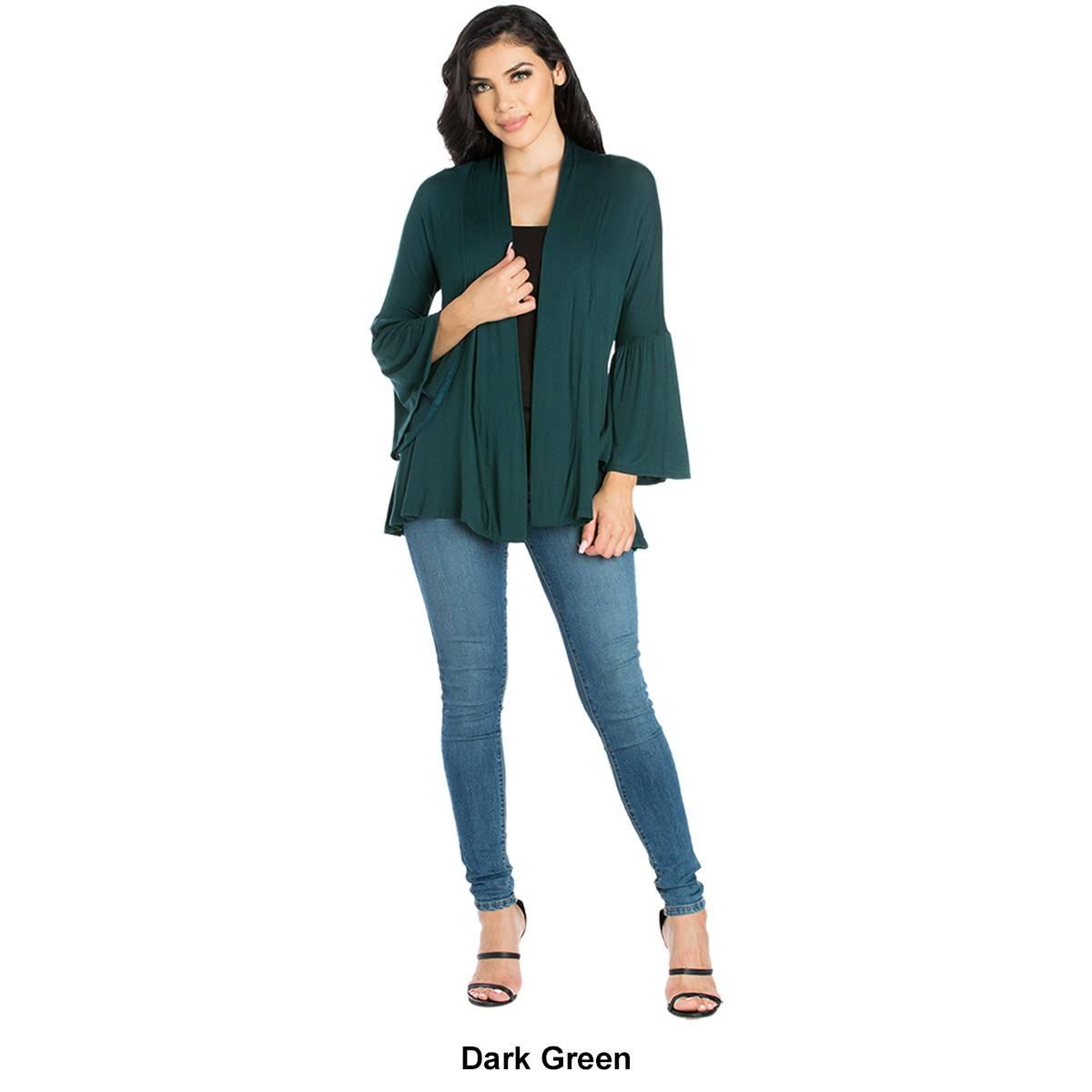 Womens 24/7 Comfort Apparel Bell Sleeve Blared Cardigan