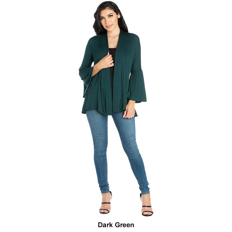 Womens 24/7 Comfort Apparel Bell Sleeve Blared Cardigan