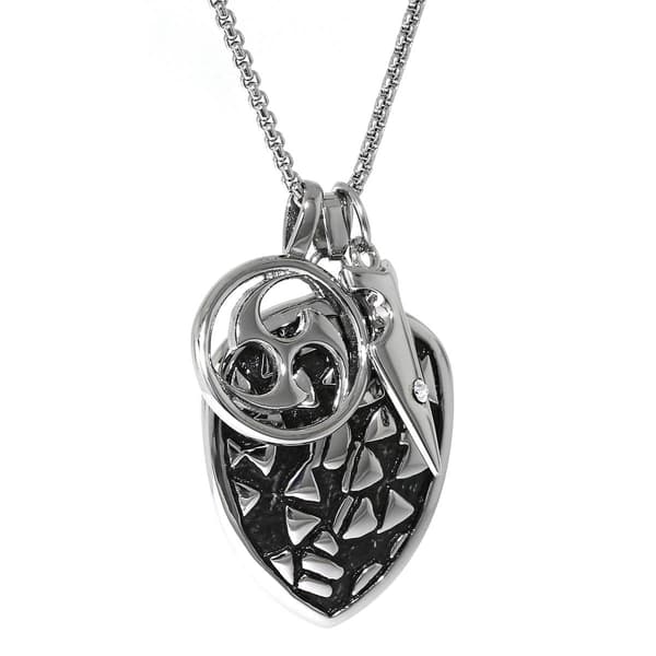 Mens Lynx 3pc. Shield Shaped Dog Tag Chain Pendant - image 