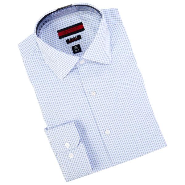 Mens Architect&#40;R&#41; Fitted Stretch Dress Shirt - White & Blue Plaid - image 