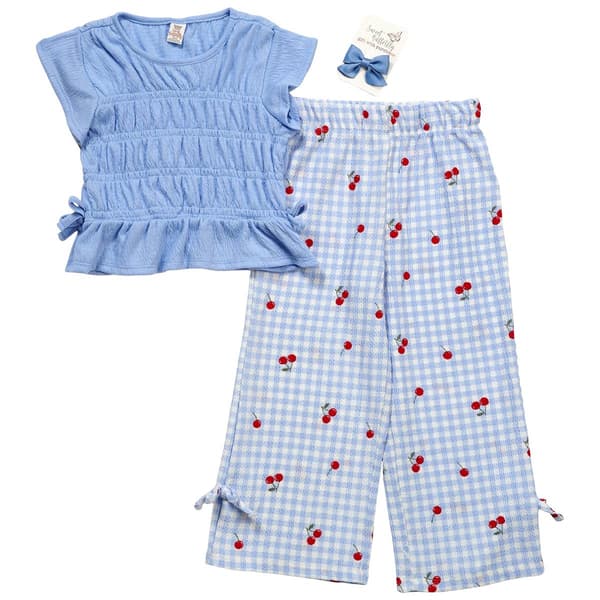 Girls (4-6x) Sweet Butterfly 2pc. Smocked Top & Cherry Pant Set