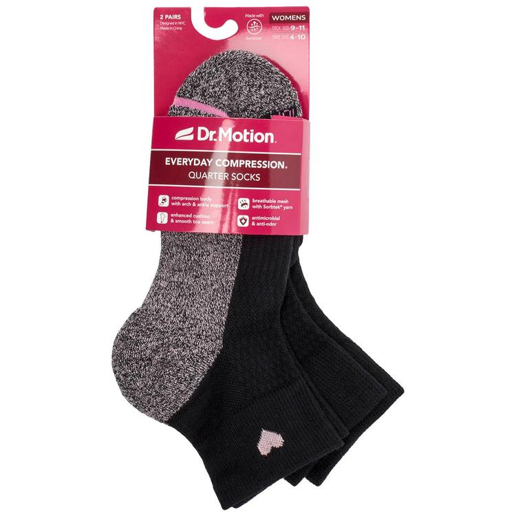 Womens Dr. Motion 2pk. Solid Heart Low Cut Socks