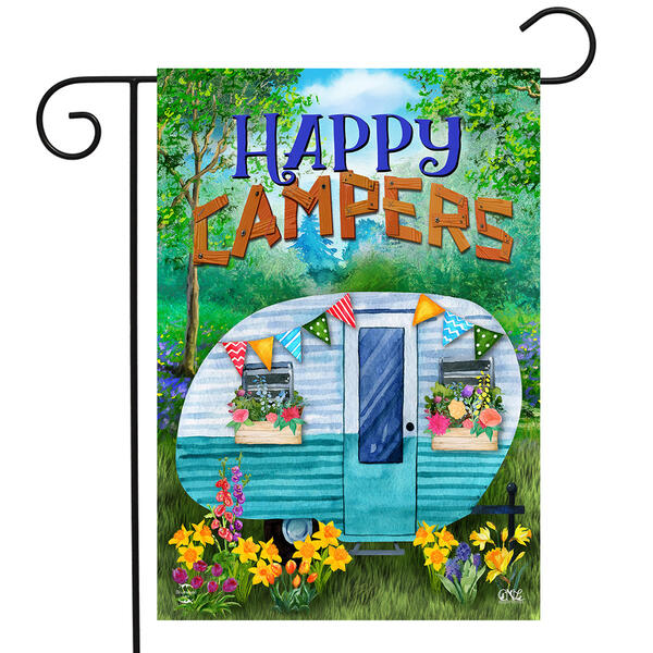 Briarwood Lane Happy Campers Floral Garden Flag - image 