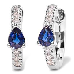 Haus of Brilliance 10kt. White Gold Blue Sapphire Hoop Earrings