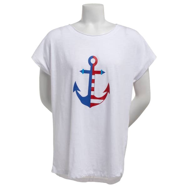 Womens Erika Dolman Sleeve Round Neck Anchor Graphic Tee