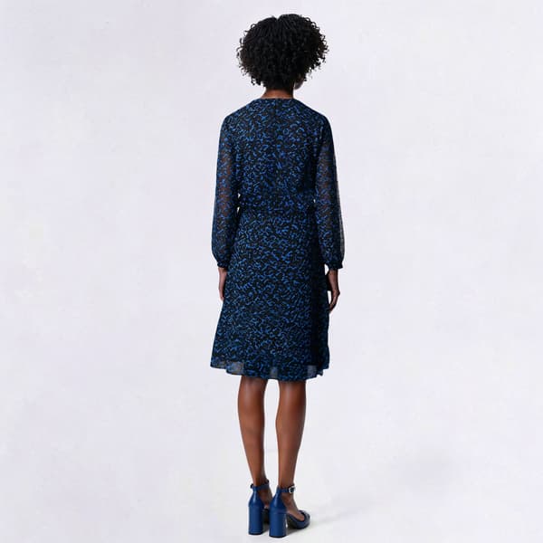 Womens Absolutely Famous Long Sheer Sleeve Abstract A-Line Dress