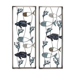 9th & Pike&#40;R&#41; Large Fishes with Seaweed Wall Decor - Set of 2