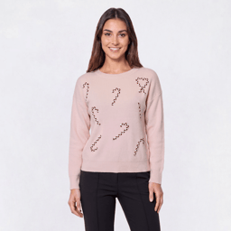 Womens Rio & Rian Long Sleeve Candy Cane Sweater